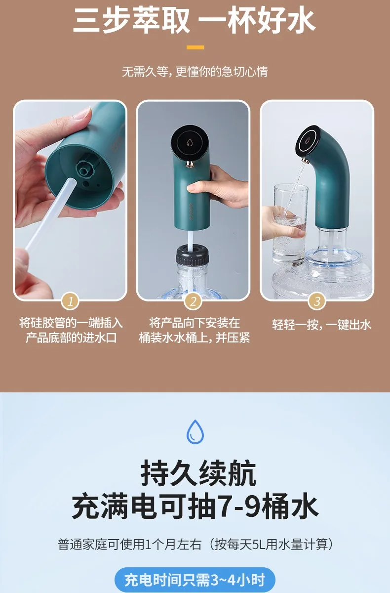 MINI New Water Pump 19 Liters Water Home Dispenser USB Rechargeable Electric Water Pump Portable Automatic Drinking Pump Bottle