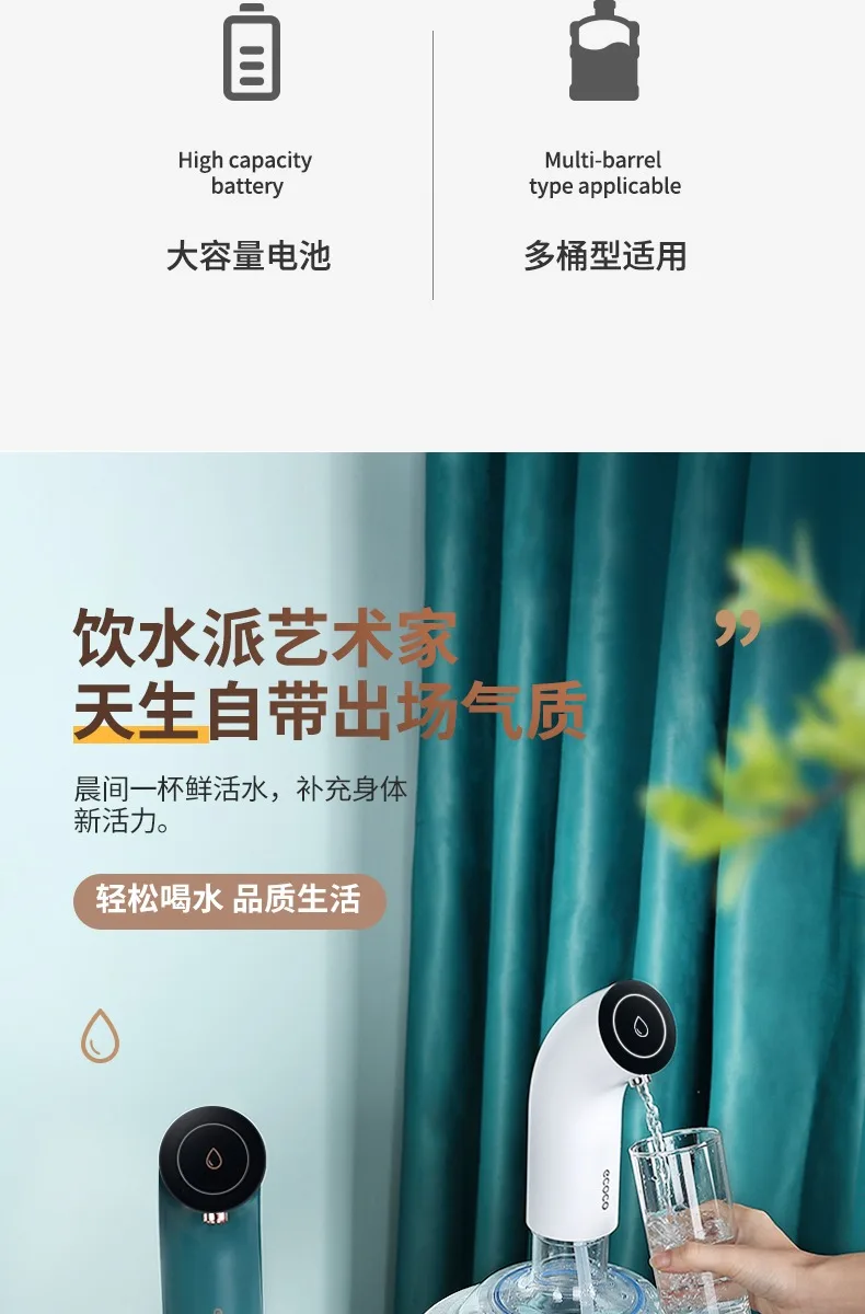 MINI New Water Pump 19 Liters Water Home Dispenser USB Rechargeable Electric Water Pump Portable Automatic Drinking Pump Bottle