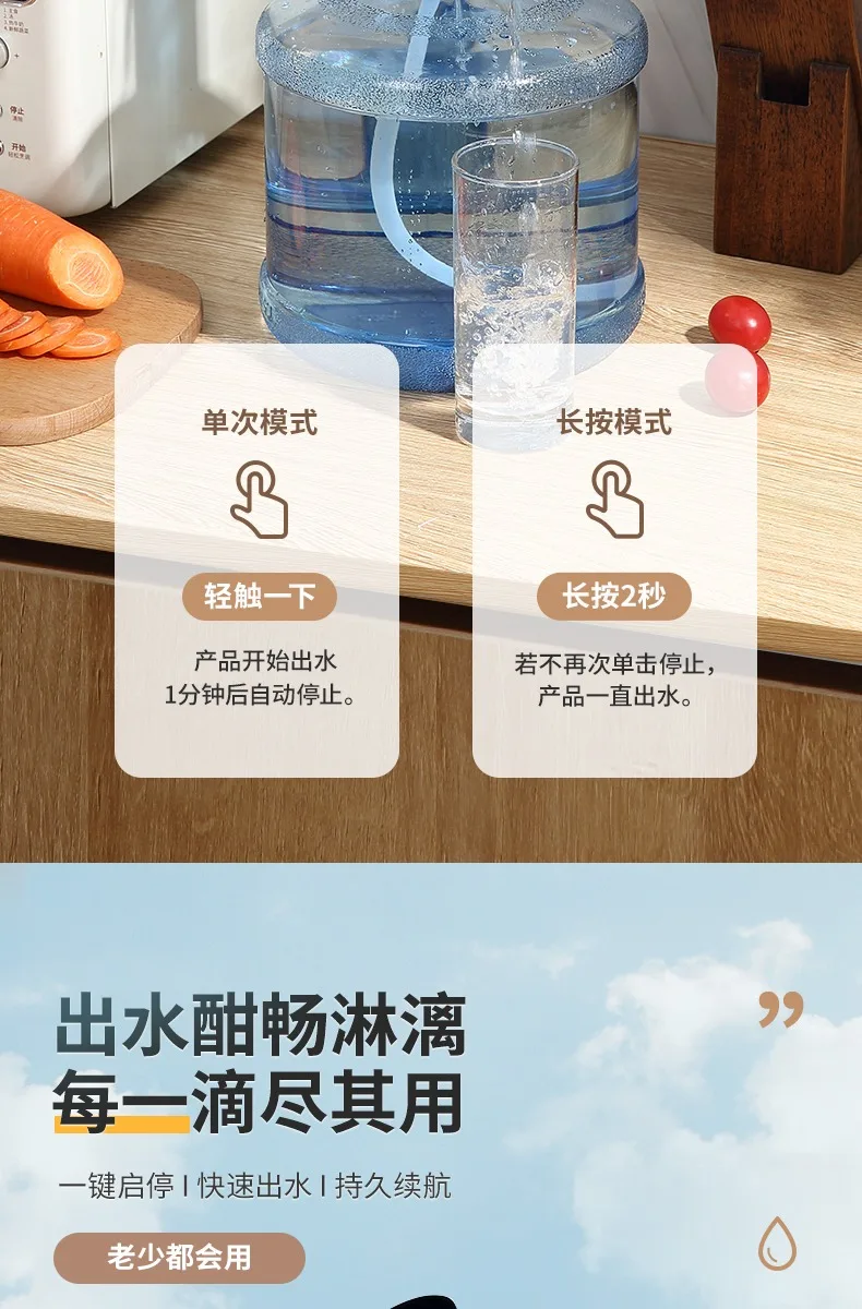MINI New Water Pump 19 Liters Water Home Dispenser USB Rechargeable Electric Water Pump Portable Automatic Drinking Pump Bottle