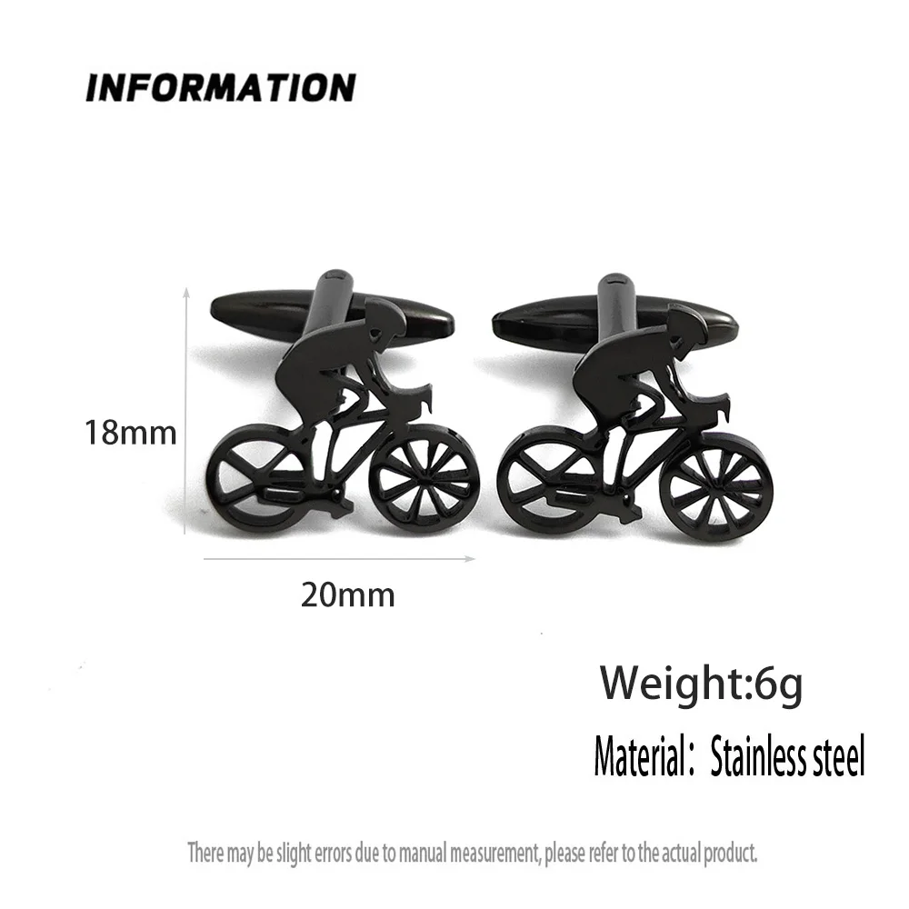 Bicycle racer gold-plated cufflinks, black stainless steel cuffs, men's shirt button accessories, business formal wear