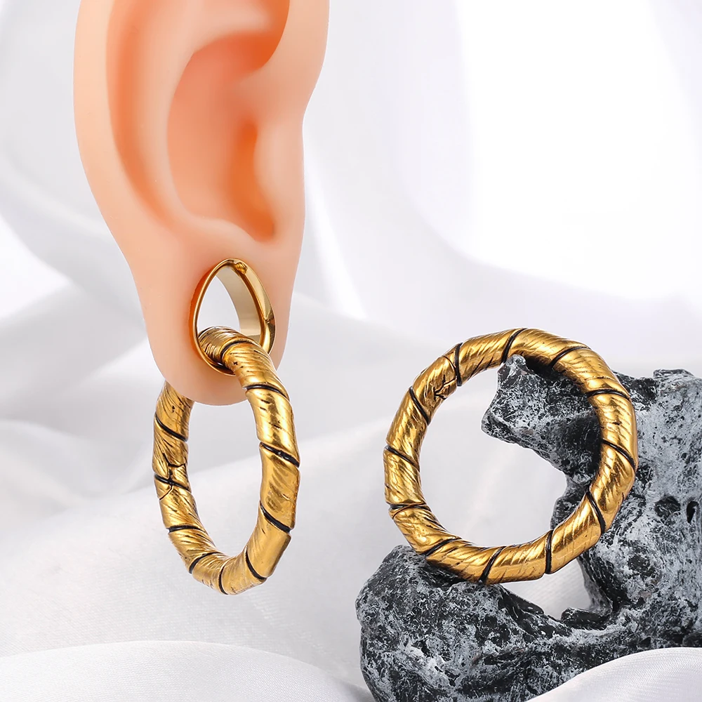 Casvort 2PCS 316 Stainless Steel Round Punk Ear Weights Hanger Ear Plugs for Stretched Lobe Piercing Women Men Body Jewelry