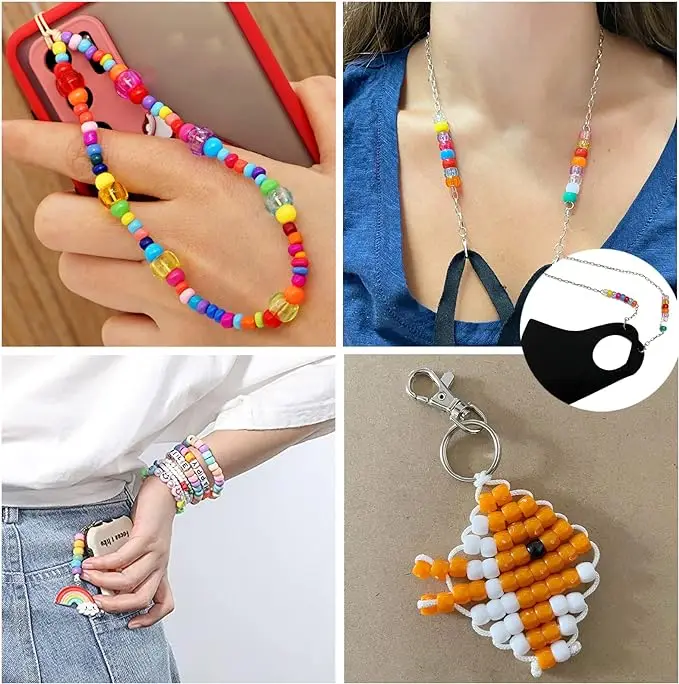500g/Bag About 1850pcs 6x9mm Acrylic Large Hole Pony Beads For Jewelry Making Friendship Bracelets Key Chains Crafts Accessories