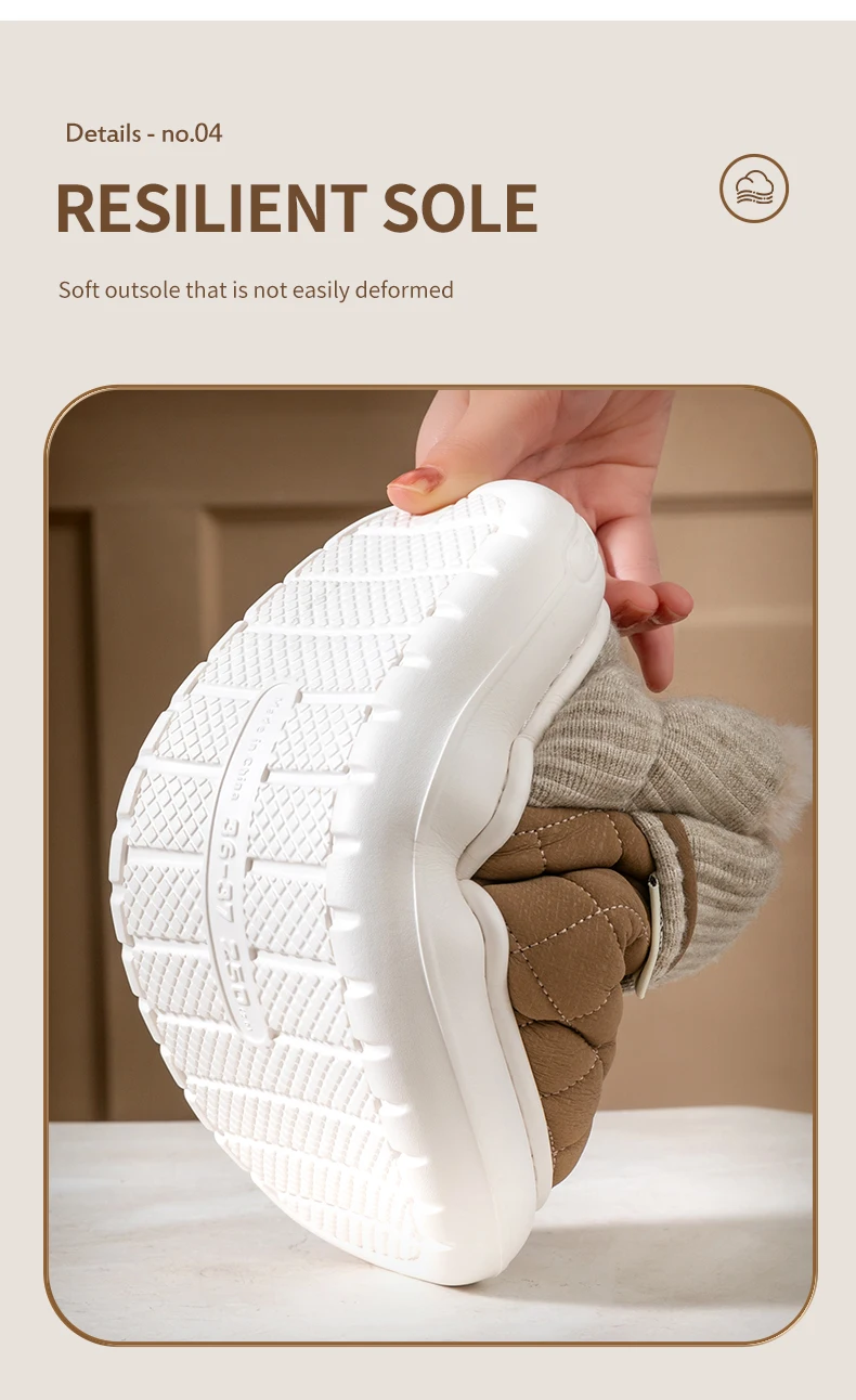Winter Warm Snow Boots Unisex Thick Platform 4.0CM Quilted Plush Lined Non-Slip Indoor Outdoor Casual Cotton Shoes