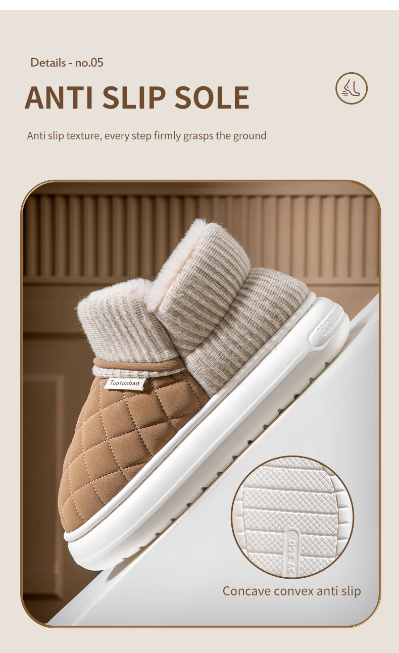 Winter Warm Snow Boots Unisex Thick Platform 4.0CM Quilted Plush Lined Non-Slip Indoor Outdoor Casual Cotton Shoes