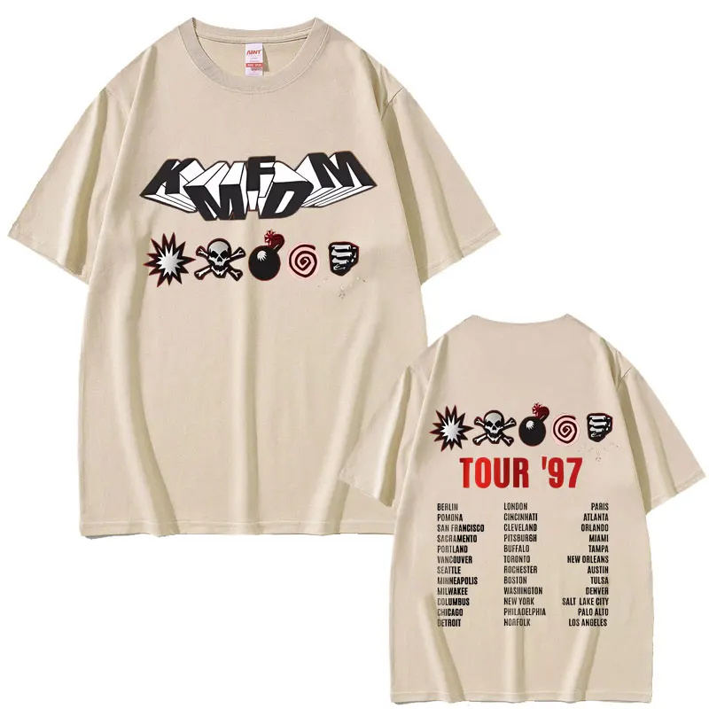 Rock Band Kmfdm Tour 97 Graphic T Shirts Men Women Vintage Gothic Punk T-shirt Unsiex Pure Cotton Casual Oversized Short Sleeve