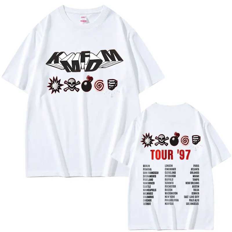 Rock Band Kmfdm Tour 97 Graphic T Shirts Men Women Vintage Gothic Punk T-shirt Unsiex Pure Cotton Casual Oversized Short Sleeve