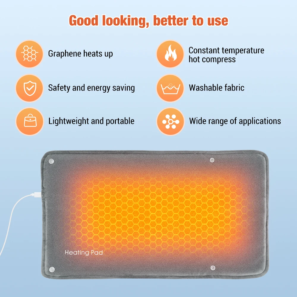 Winter Graphene Heating Flannel Winter Thermal Hand Feet Warmer Pad USB Electric Hand Warmer Foot Warmer Heater Foot Warming Mat