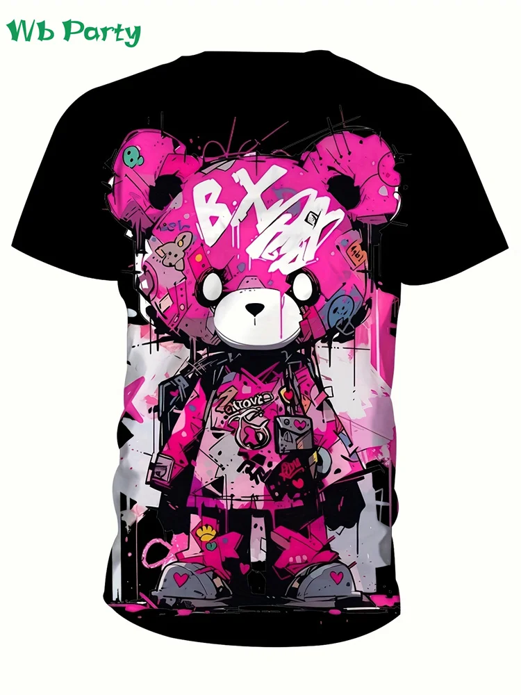 Fashion Bear Graphic T Shirts Summer Man Clothes O-Neck Men's Short Sleeve Tee Simple Y2k Clothes Breathable 3D Men's Clothing