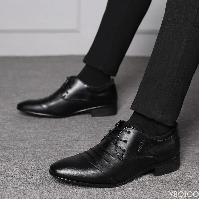 New Men's plus size shoes Trendy versatile business Flats Fashion comfort leather shoes Wedding party Male formal footwear Homme