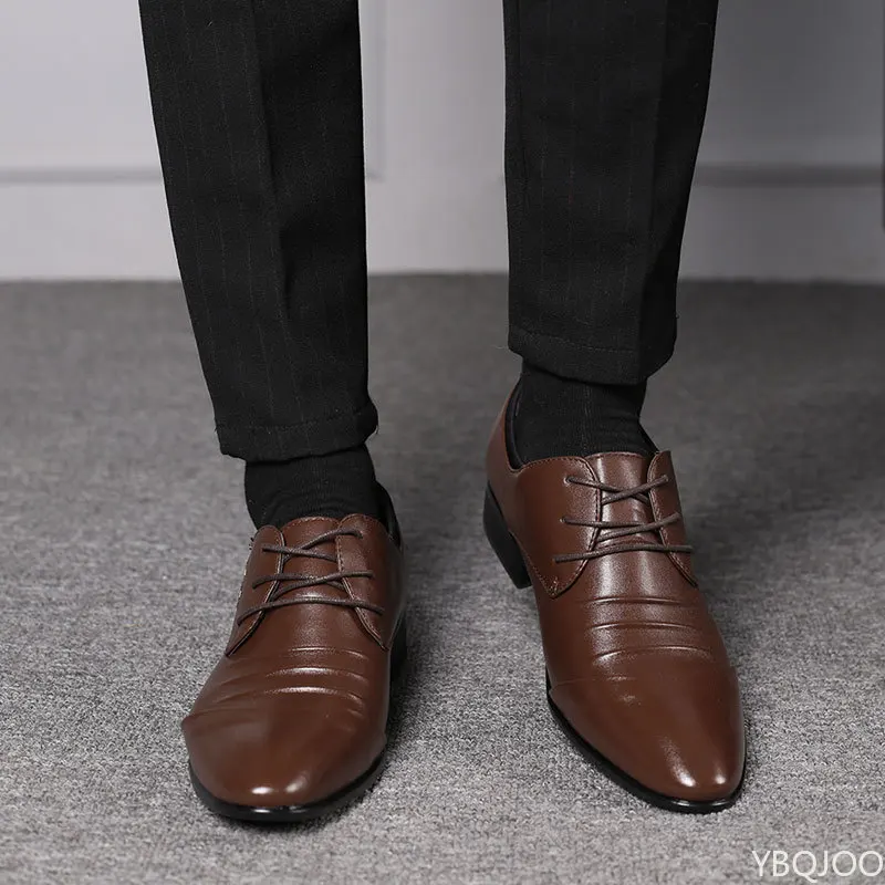 New Men's plus size shoes Trendy versatile business Flats Fashion comfort leather shoes Wedding party Male formal footwear Homme