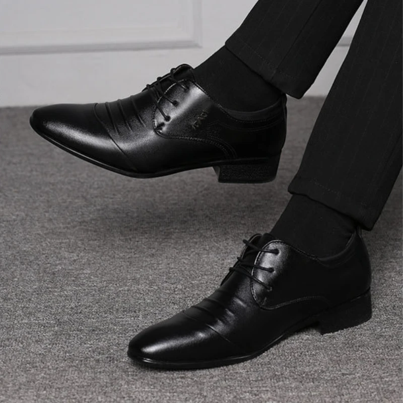 New Men's plus size shoes Trendy versatile business Flats Fashion comfort leather shoes Wedding party Male formal footwear Homme