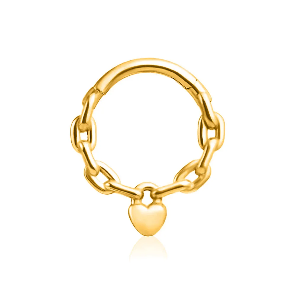 Tusk Flower Heart Waterdrop Moon Branch Chain Septum Piercing Daith Conch Hoop Earring Clicker Segment Ring 316 Surgical Steel