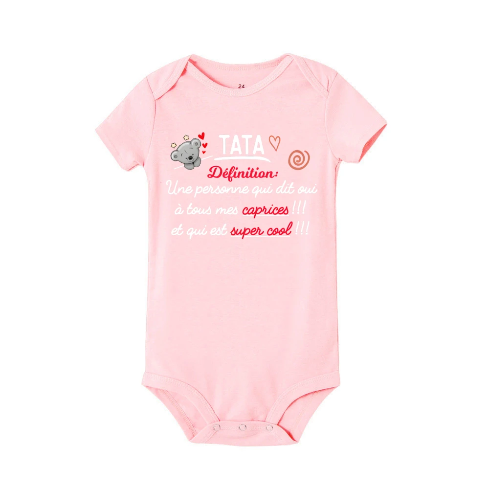 Aunt Definition French Printed Baby Bodysuit Cute Bear Print Infant Romper Funny Newborn Clothes Toddler Short Sleeve Jumpsuit