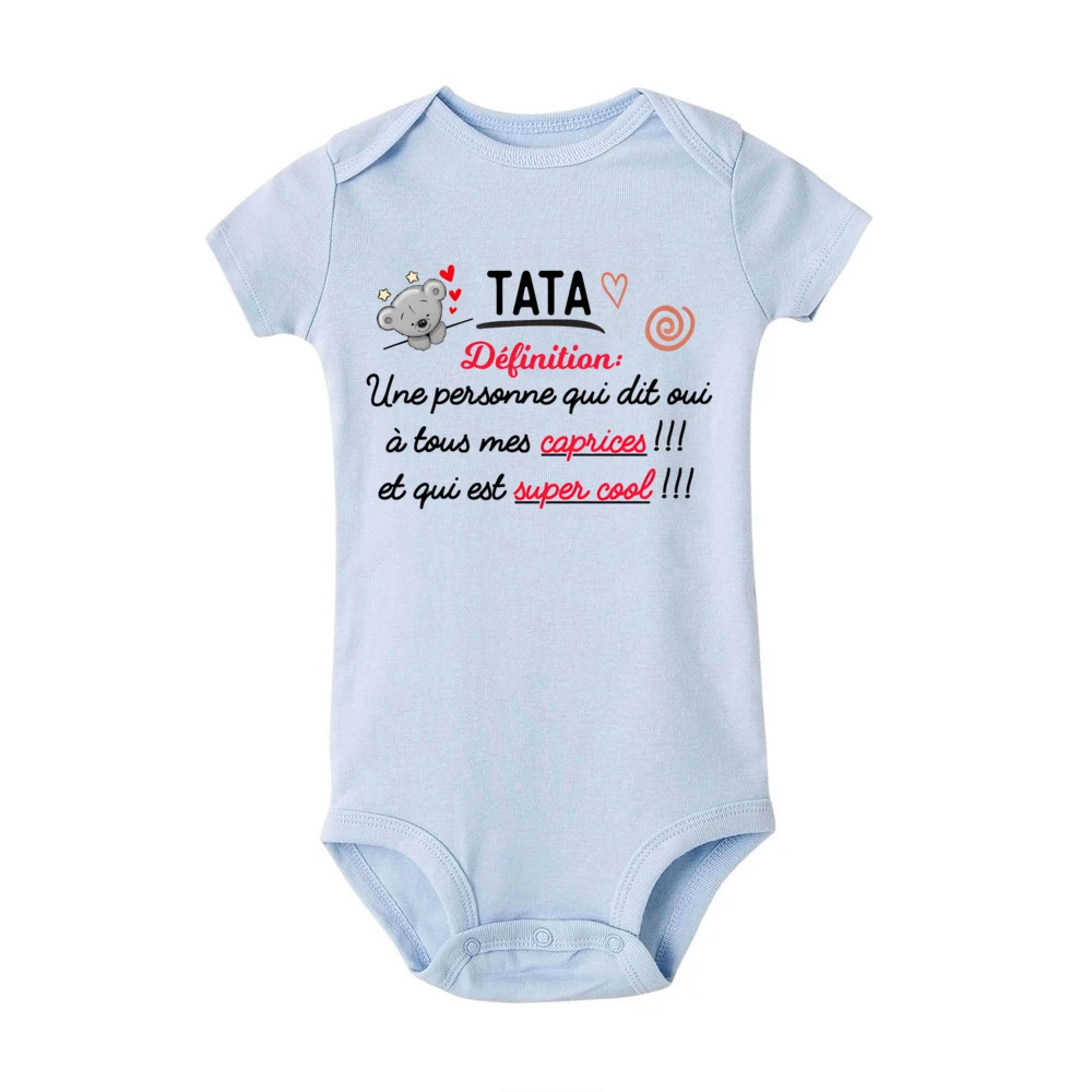Aunt Definition French Printed Baby Bodysuit Cute Bear Print Infant Romper Funny Newborn Clothes Toddler Short Sleeve Jumpsuit