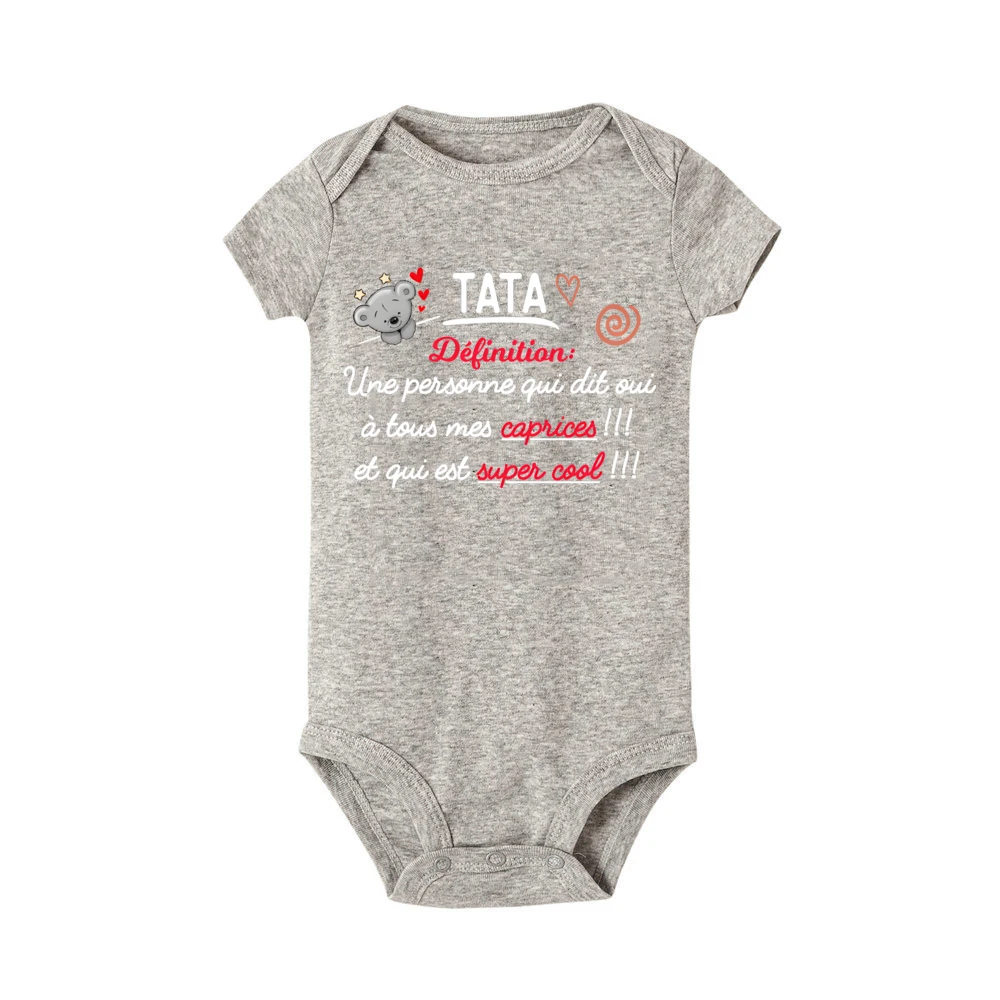 Aunt Definition French Printed Baby Bodysuit Cute Bear Print Infant Romper Funny Newborn Clothes Toddler Short Sleeve Jumpsuit