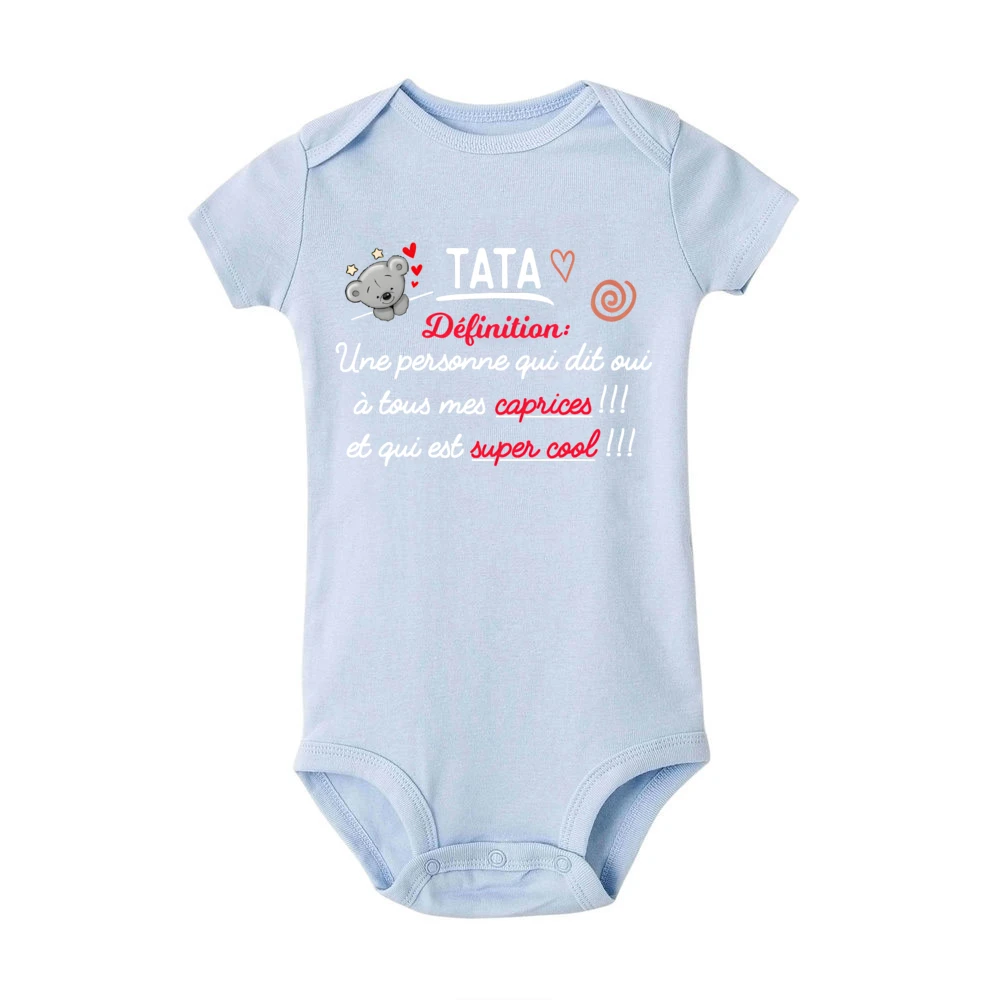 Aunt Definition French Printed Baby Bodysuit Cute Bear Print Infant Romper Funny Newborn Clothes Toddler Short Sleeve Jumpsuit