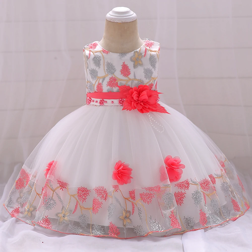 Baby Girls Floral Birthday Party Dress Princess Gown For Holiday Girl Fashion Lace Fluffy Costumes Kids Bow Birthday New Clothes