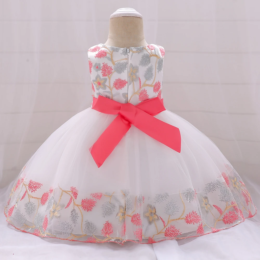 Baby Girls Floral Birthday Party Dress Princess Gown For Holiday Girl Fashion Lace Fluffy Costumes Kids Bow Birthday New Clothes