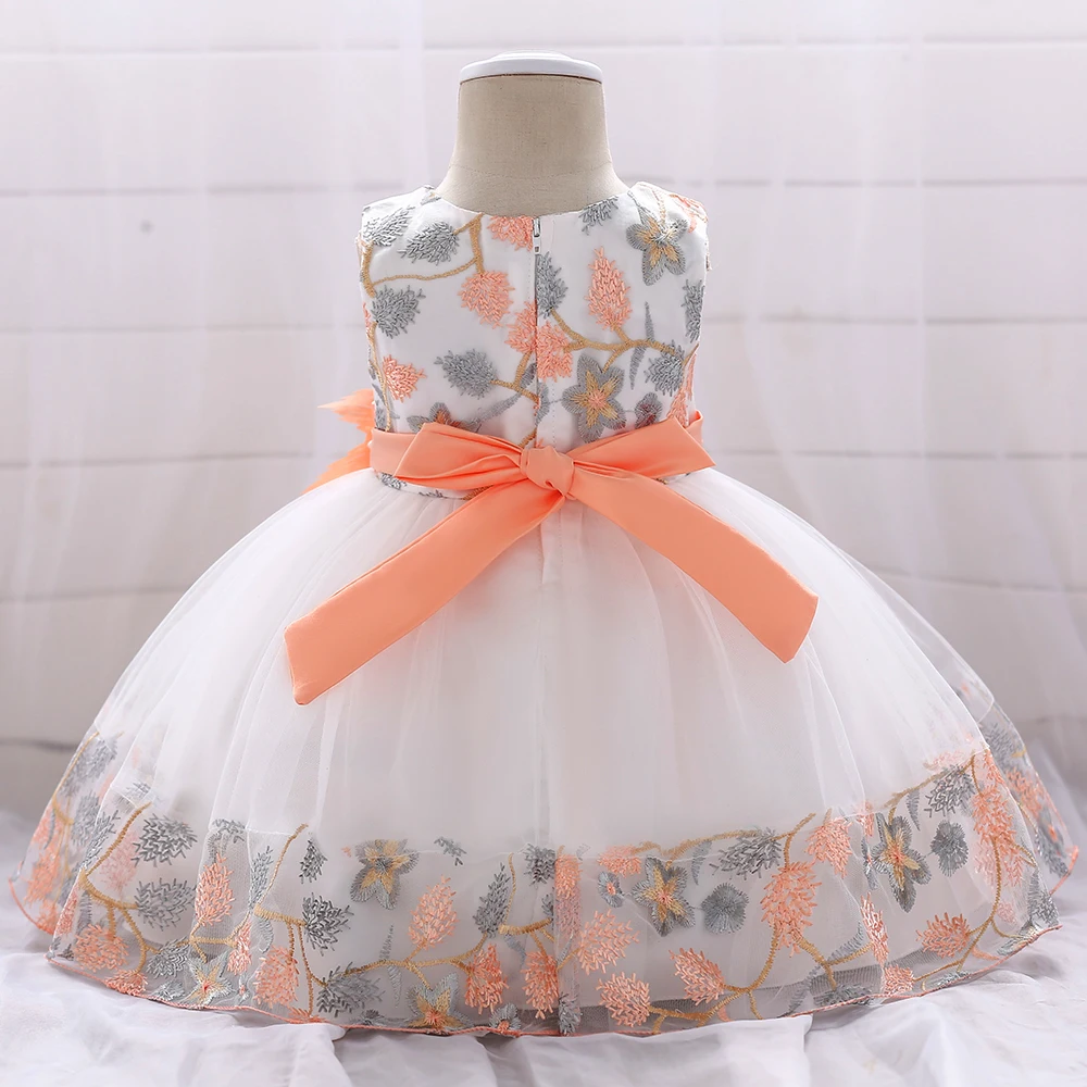 Baby Girls Floral Birthday Party Dress Princess Gown For Holiday Girl Fashion Lace Fluffy Costumes Kids Bow Birthday New Clothes
