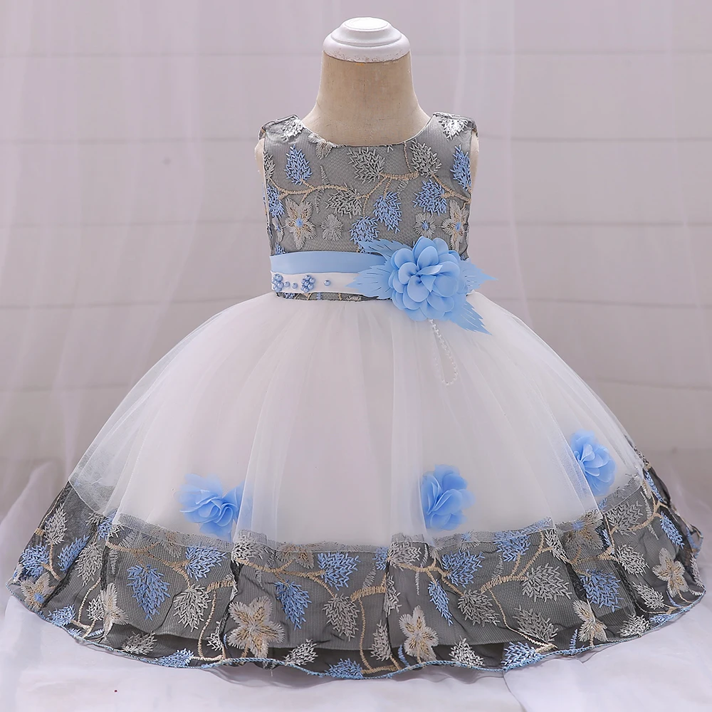 Baby Girls Floral Birthday Party Dress Princess Gown For Holiday Girl Fashion Lace Fluffy Costumes Kids Bow Birthday New Clothes