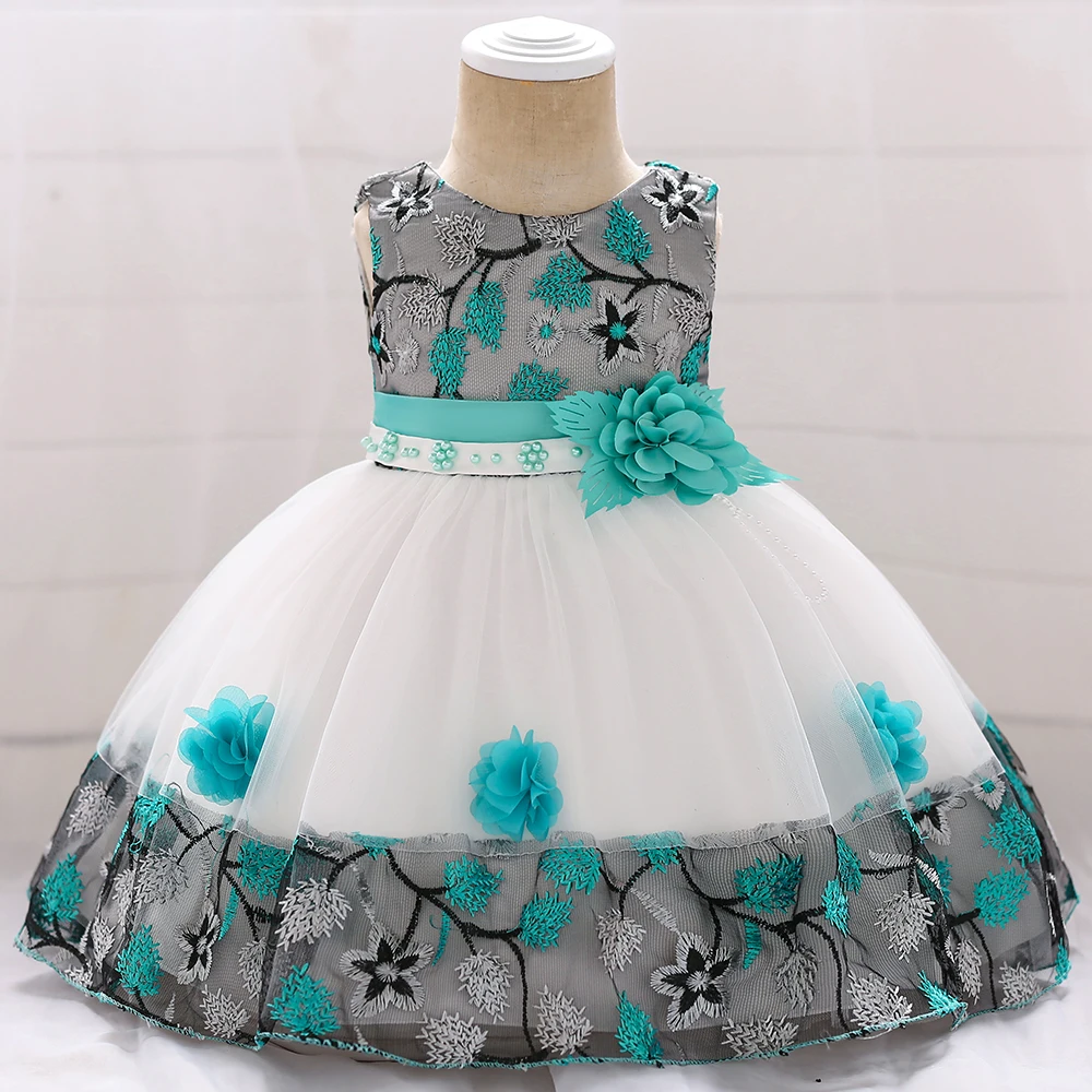 Baby Girls Floral Birthday Party Dress Princess Gown For Holiday Girl Fashion Lace Fluffy Costumes Kids Bow Birthday New Clothes