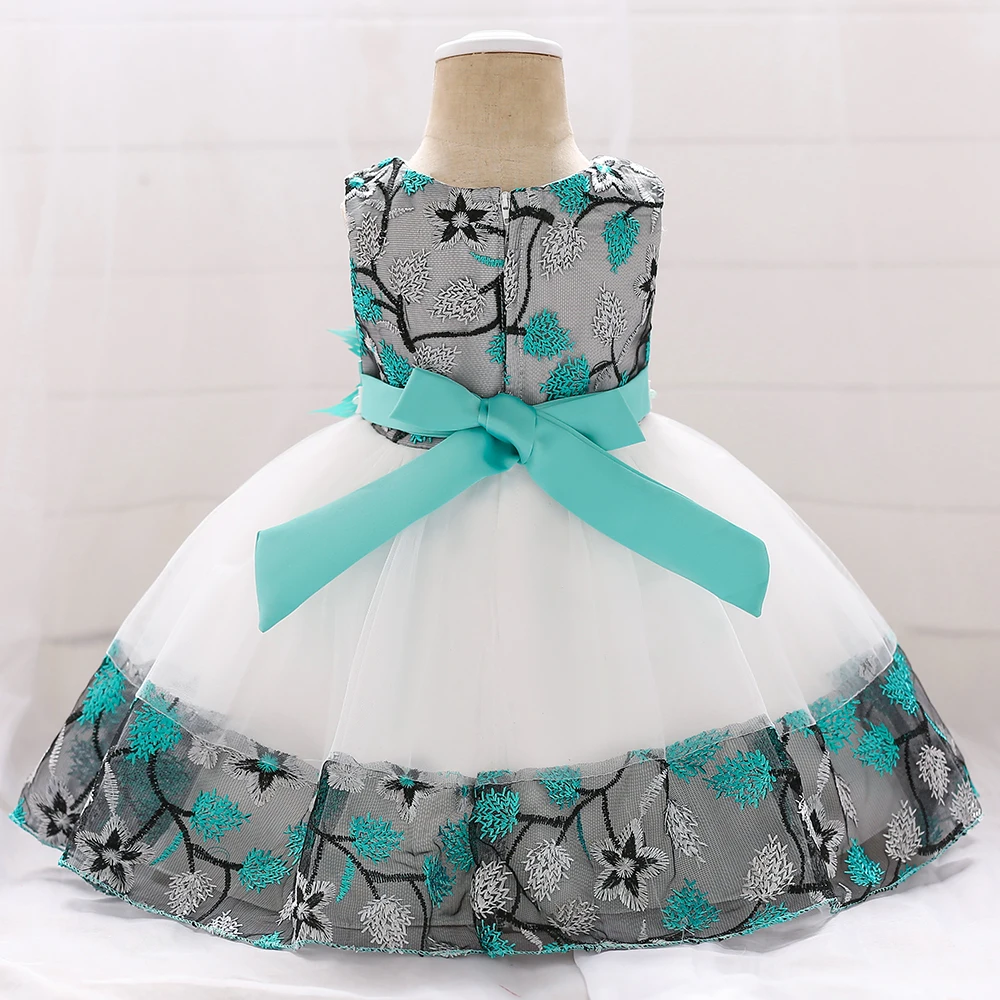 Baby Girls Floral Birthday Party Dress Princess Gown For Holiday Girl Fashion Lace Fluffy Costumes Kids Bow Birthday New Clothes