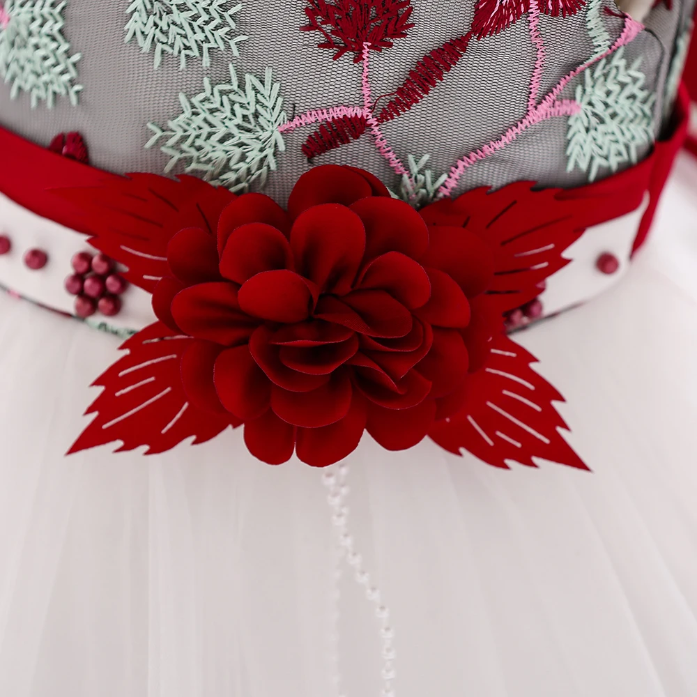 Baby Girls Floral Birthday Party Dress Princess Gown For Holiday Girl Fashion Lace Fluffy Costumes Kids Bow Birthday New Clothes