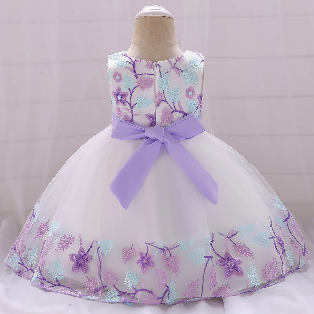Baby Girls Floral Birthday Party Dress Princess Gown For Holiday Girl Fashion Lace Fluffy Costumes Kids Bow Birthday New Clothes