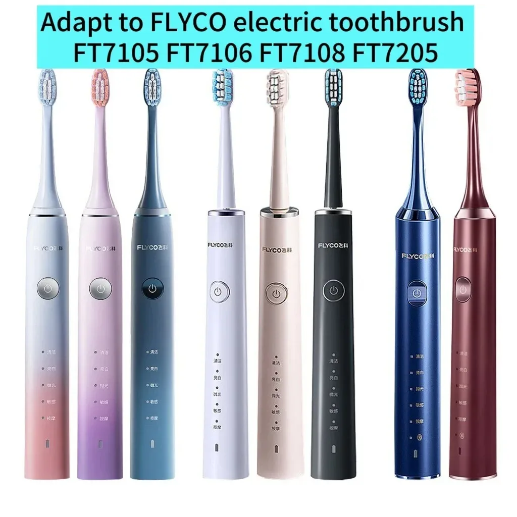 For FLYCO FT7105/FT7106/FT7108/FT7205/TH01 Electric Toothbrush Replacement Toothbrush Heads Soft Bristle Nozzles,4-16pcs