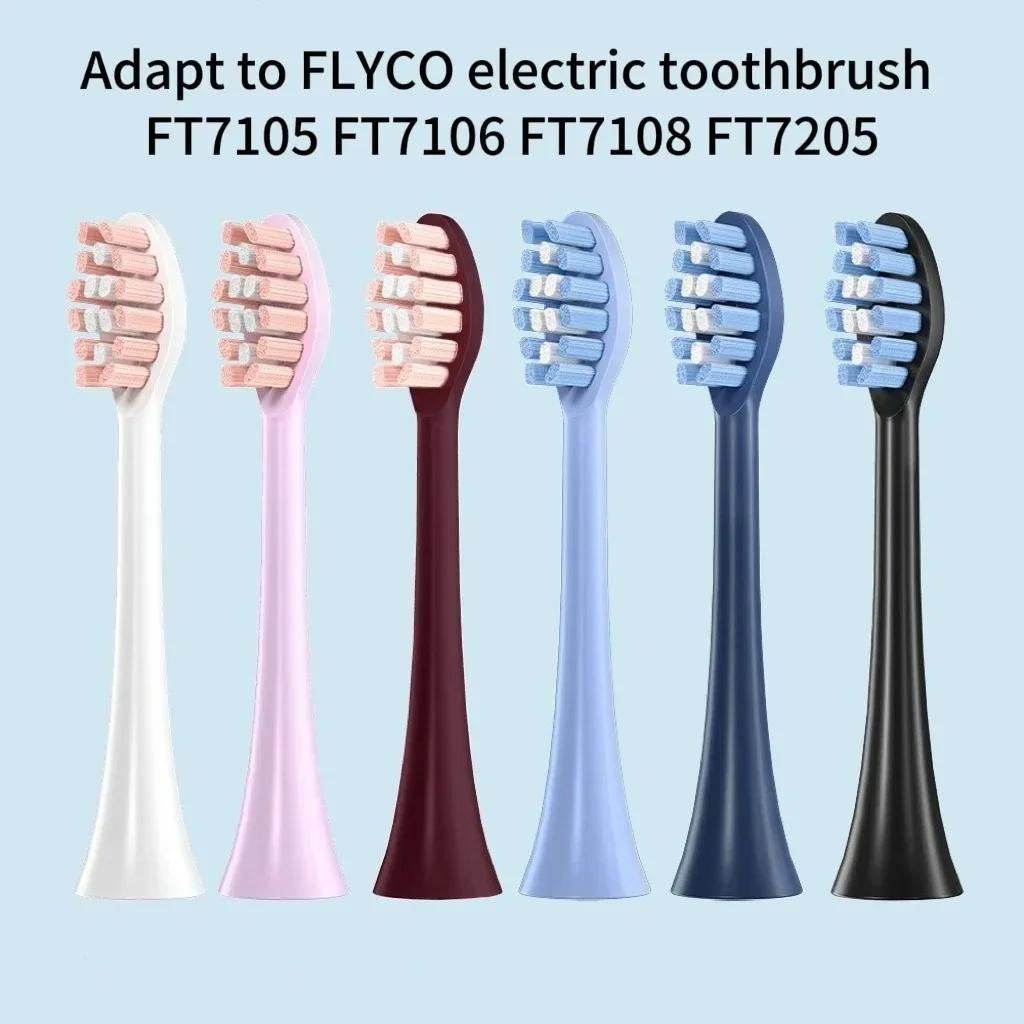 For FLYCO FT7105/FT7106/FT7108/FT7205/TH01 Electric Toothbrush Replacement Toothbrush Heads Soft Bristle Nozzles,4-16pcs