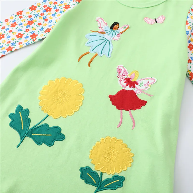 Jumping Meters 6-12T Hot Selling Princess Girls Dresses Fairy Tale Embroidery Autumn Spring Children's Costume Long Sleeve Dress