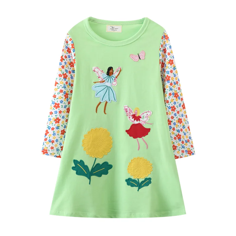 Jumping Meters 6-12T Hot Selling Princess Girls Dresses Fairy Tale Embroidery Autumn Spring Children's Costume Long Sleeve Dress