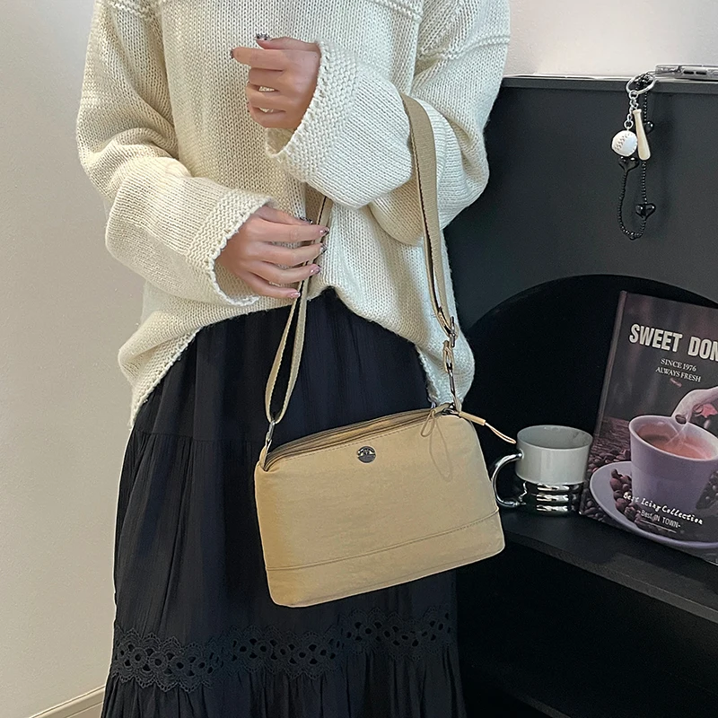 Women's Waterproof Nylon Multilayer Crossbody Bag Ladies Large Capacity Handbags Purse Female Casual Shoulder Pillow Bags