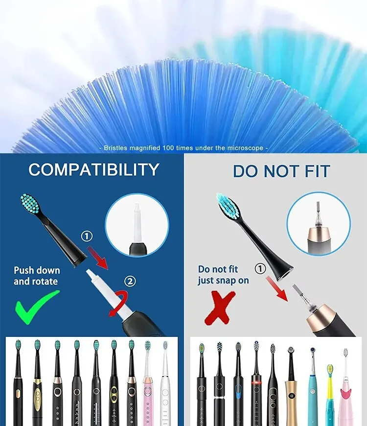Replacement Brush Heads For Seago/Fairywill Electric Toothbrush FW/SG 507/508/515/551/917/959/908 Dupont Bristle Brush