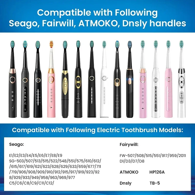 Replacement Brush Heads For Seago/Fairywill Electric Toothbrush FW/SG 507/508/515/551/917/959/908 Dupont Bristle Brush