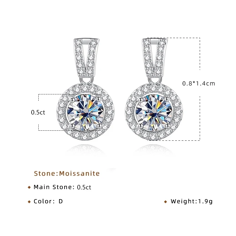 JoyceJelly 2ct Total Moissanite Jewelry Set Sterling Silver 925 Necklace Earrings Fine Jewerly Wedding Set Pass Dismond Tester
