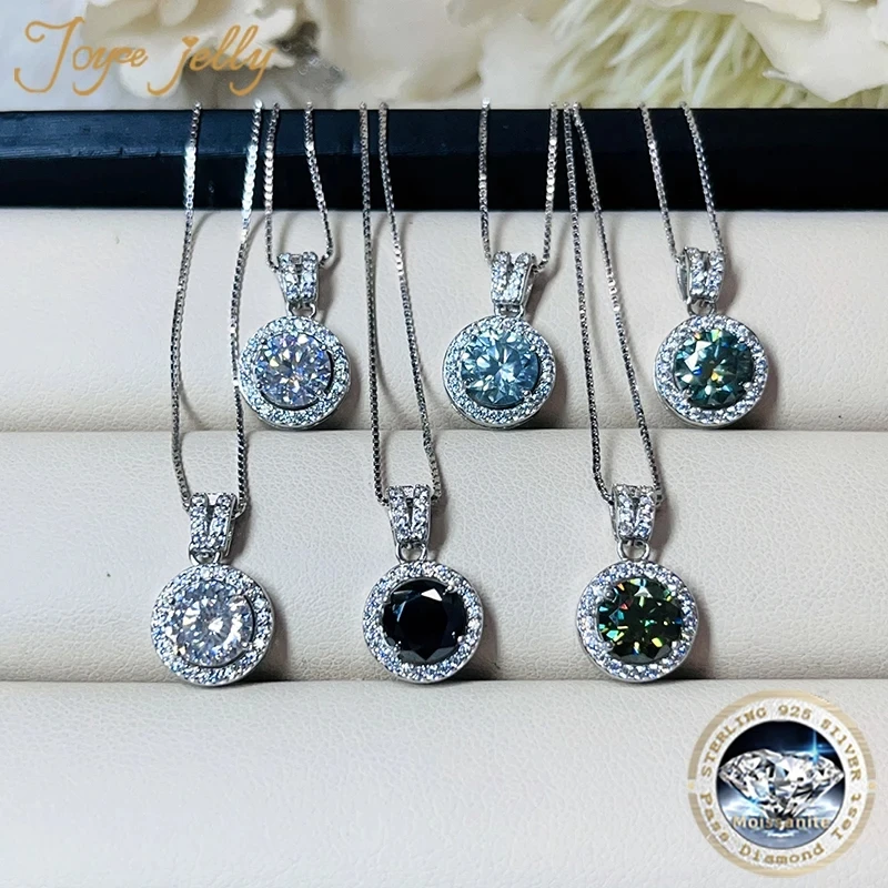 JoyceJelly 2ct Total Moissanite Jewelry Set Sterling Silver 925 Necklace Earrings Fine Jewerly Wedding Set Pass Dismond Tester