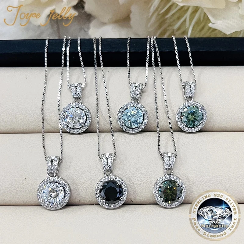 JoyceJelly 2ct Total Moissanite Jewelry Set Sterling Silver 925 Necklace Earrings Fine Jewerly Wedding Set Pass Dismond Tester