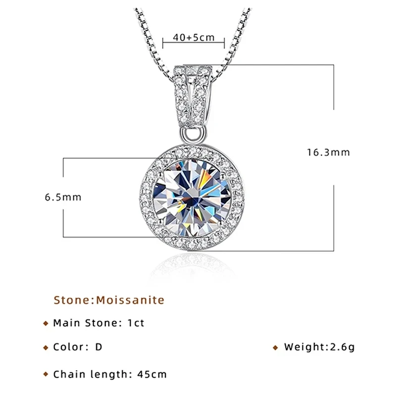 JoyceJelly 2ct Total Moissanite Jewelry Set Sterling Silver 925 Necklace Earrings Fine Jewerly Wedding Set Pass Dismond Tester