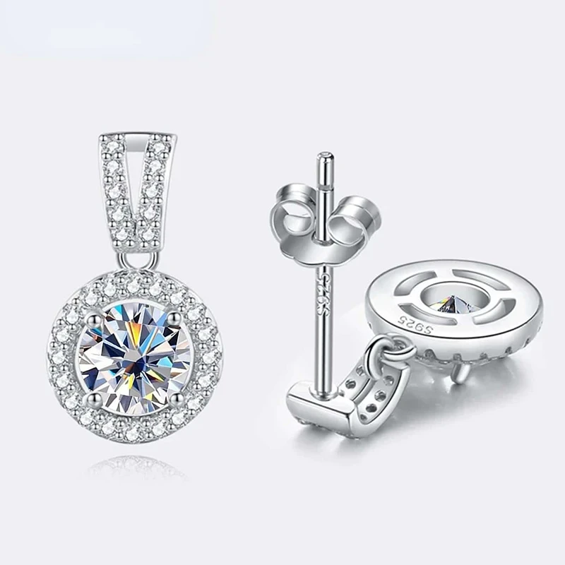 JoyceJelly 2ct Total Moissanite Jewelry Set Sterling Silver 925 Necklace Earrings Fine Jewerly Wedding Set Pass Dismond Tester