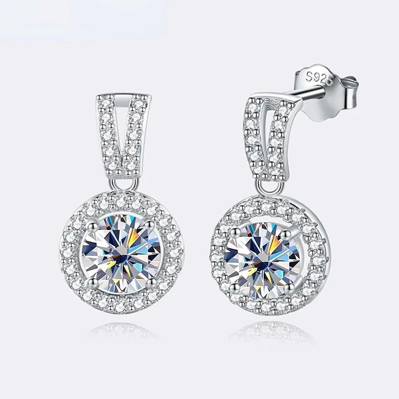 JoyceJelly 2ct Total Moissanite Jewelry Set Sterling Silver 925 Necklace Earrings Fine Jewerly Wedding Set Pass Dismond Tester