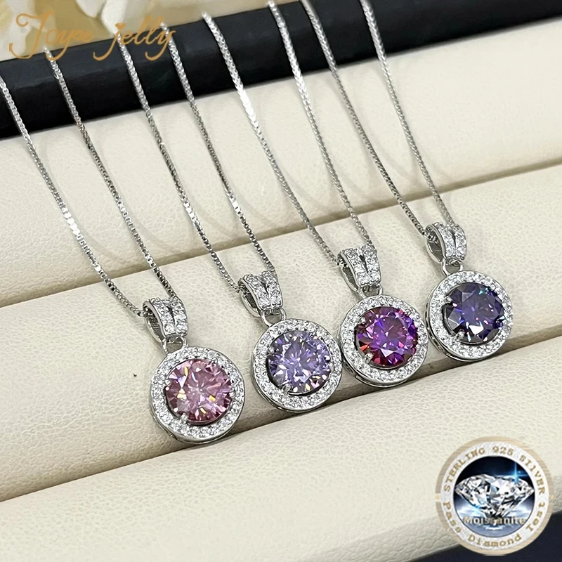 JoyceJelly 2ct Total Moissanite Jewelry Set Sterling Silver 925 Necklace Earrings Fine Jewerly Wedding Set Pass Dismond Tester