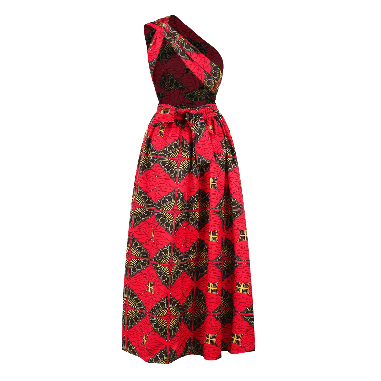 African National Sexy Sleeveless Women Dress Fashion Off Back Print Lady Party Dresses Vintage Casual Long Dress Africa Clothing