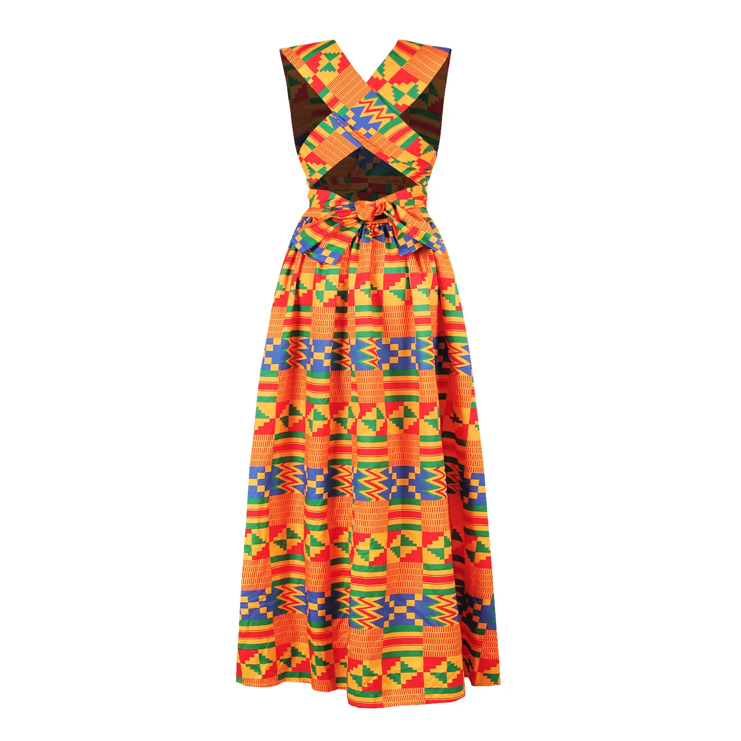 African National Sexy Sleeveless Women Dress Fashion Off Back Print Lady Party Dresses Vintage Casual Long Dress Africa Clothing