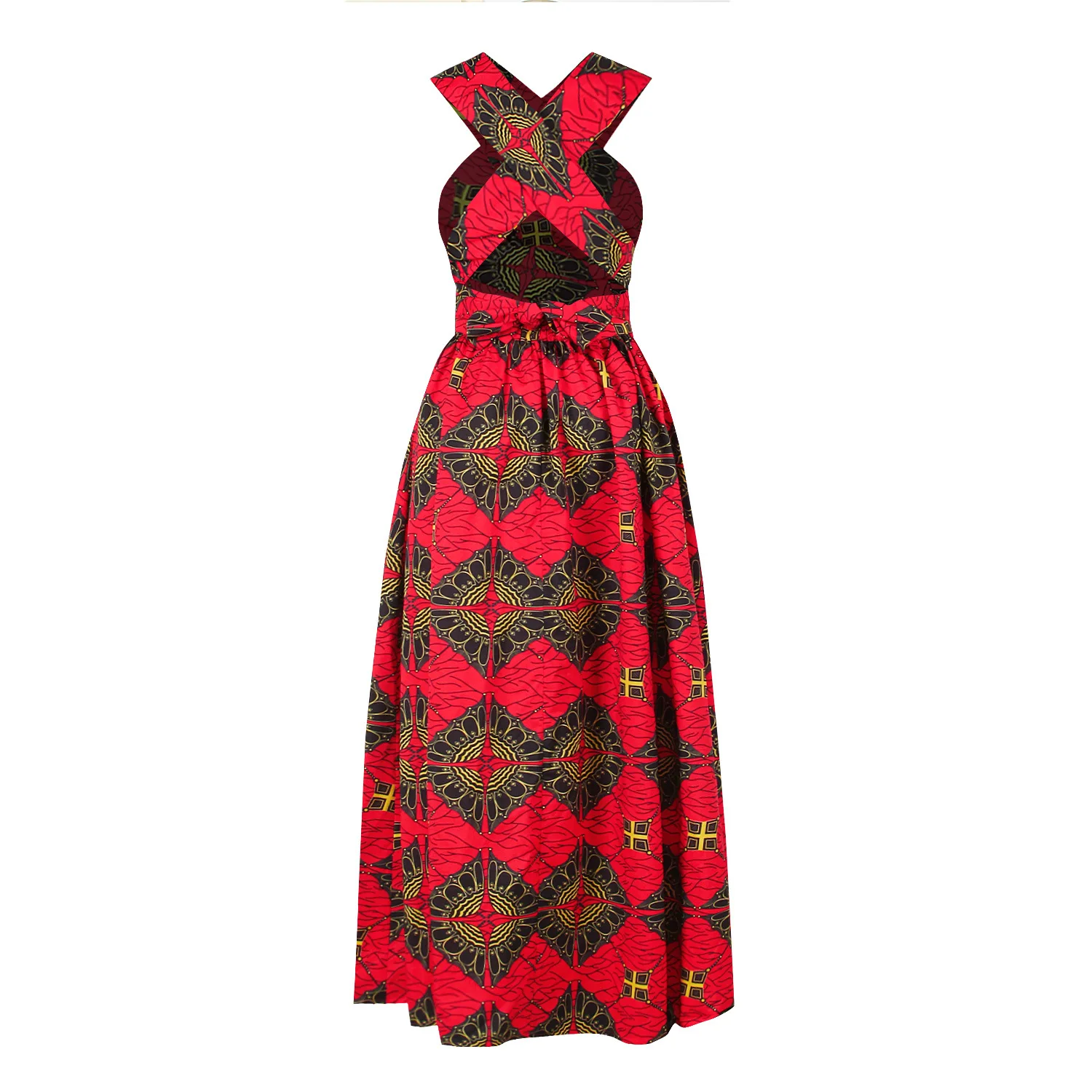 African National Sexy Sleeveless Women Dress Fashion Off Back Print Lady Party Dresses Vintage Casual Long Dress Africa Clothing