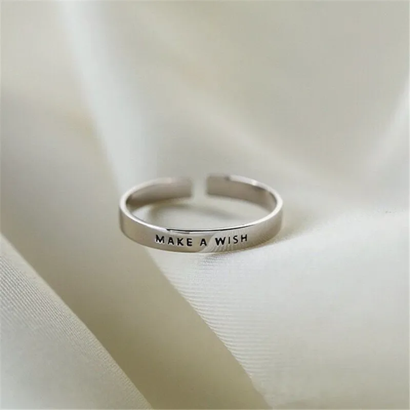 925 Sterling Silver Adjustable Rings For Women Make A WISH Luxury Fine Jewelry Aesthetic Vintage Wedding Accessories Argent 925