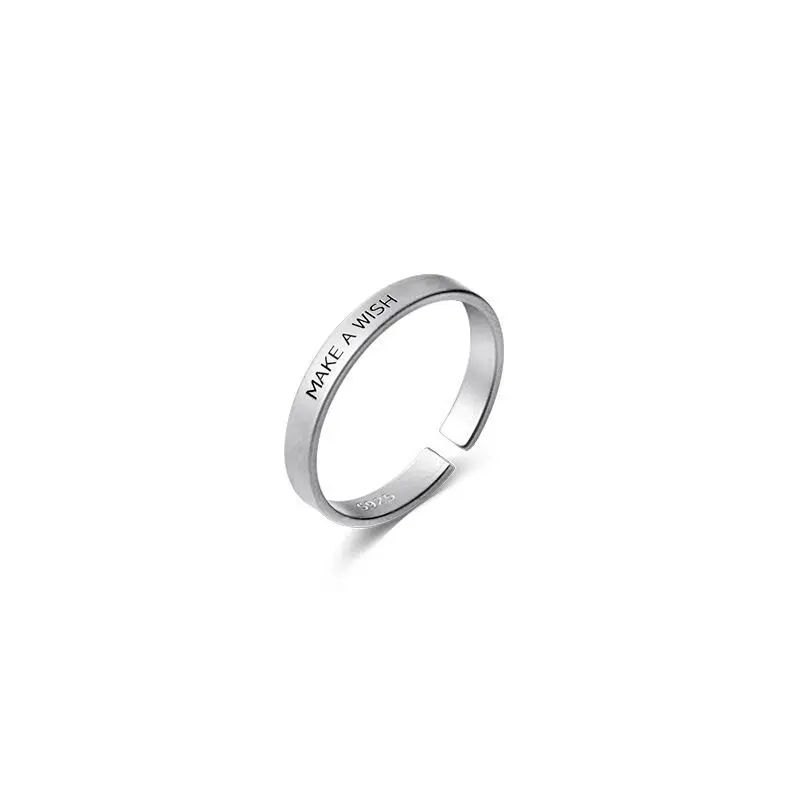 925 Sterling Silver Adjustable Rings For Women Make A WISH Luxury Fine Jewelry Aesthetic Vintage Wedding Accessories Argent 925
