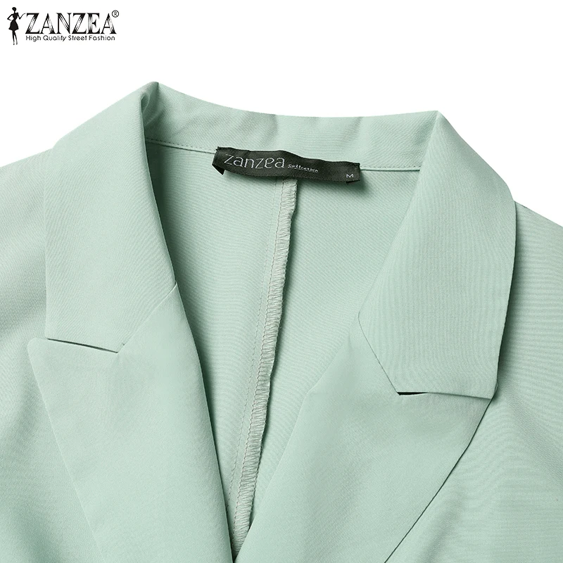 ZANZEA Classy Office Lady Blazer Suits Elegant Women Tied Waist Top and Pant 2pcs Outfit 2025 Trend Streetwear Commute Pant Sets