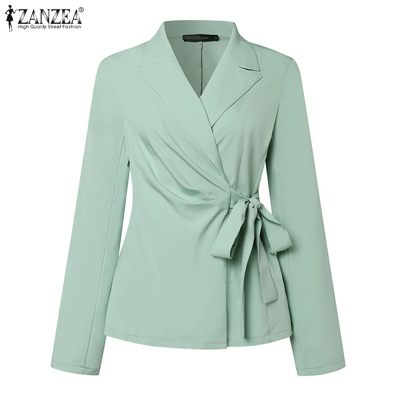 ZANZEA Classy Office Lady Blazer Suits Elegant Women Tied Waist Top and Pant 2pcs Outfit 2025 Trend Streetwear Commute Pant Sets