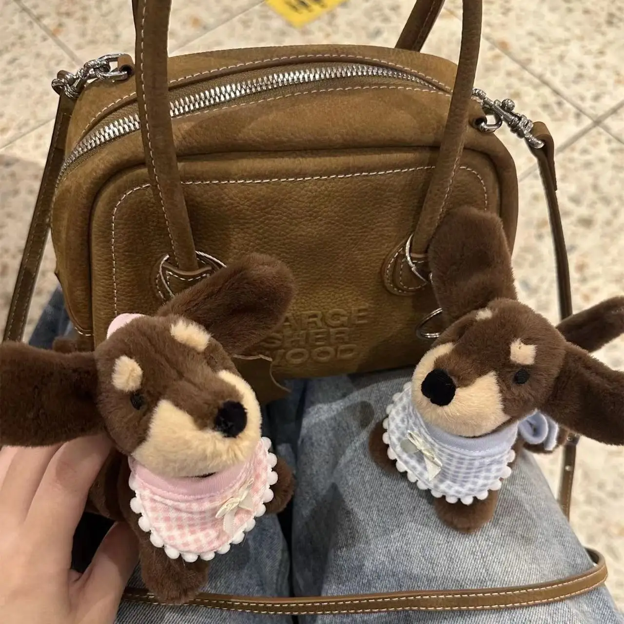 Cartoon Plush Dachshund Keychains For Women Y2k Bag Pendant Couple Car Key Chains Jewelry Gift Decoration Accessories